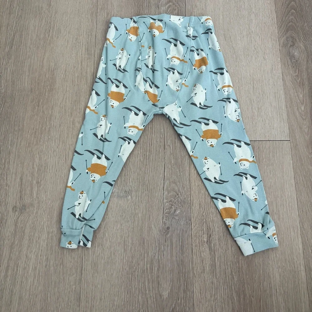 GAP Kids Toddlers Pajama Set Baby Blue Polar Bear Ski Print 100% Organic Cotton